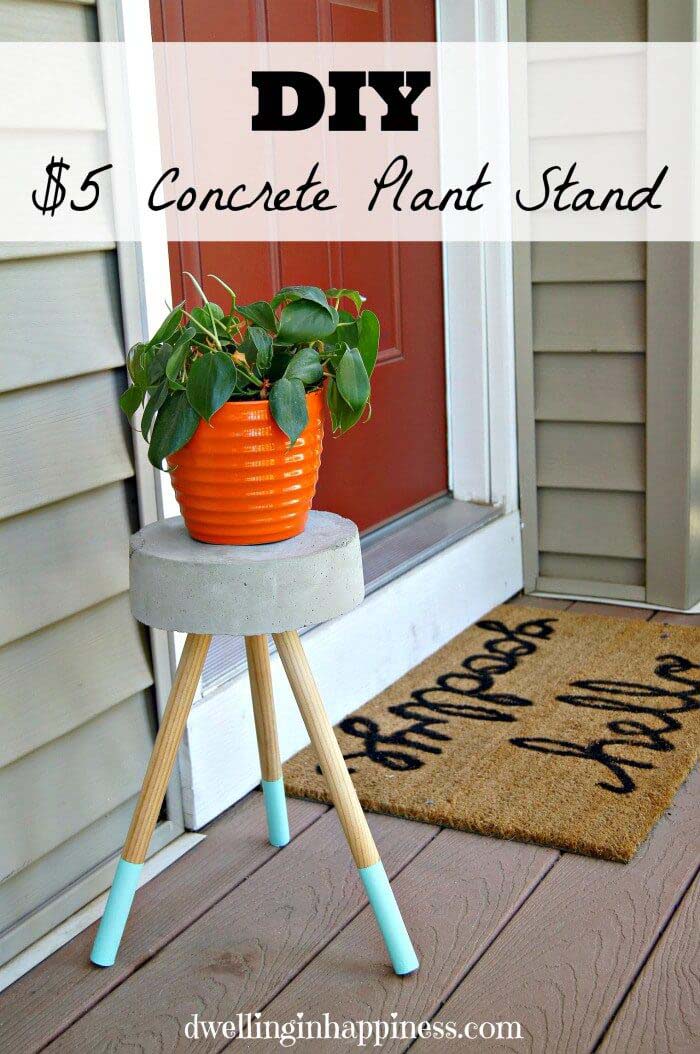 $5 DIY Concrete Plant Stand #diy #concrete #backyard #decorhomeideas