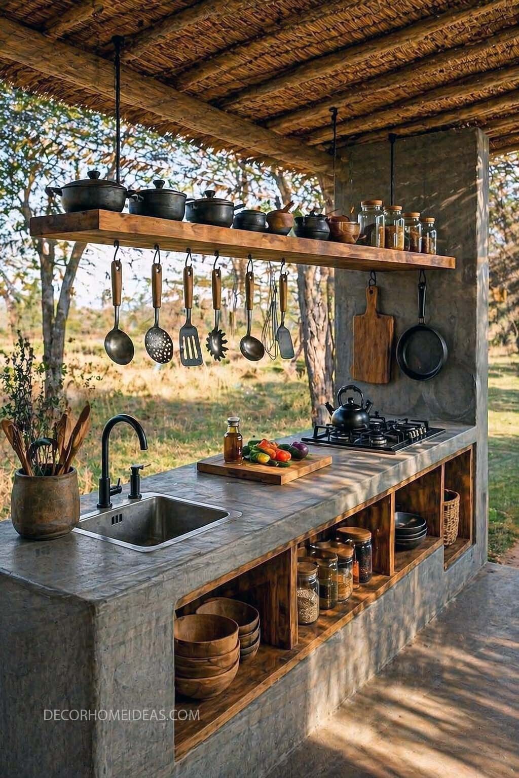 Rustic Outdoor Kitchen Ideas for a Natural Backyard Retreat