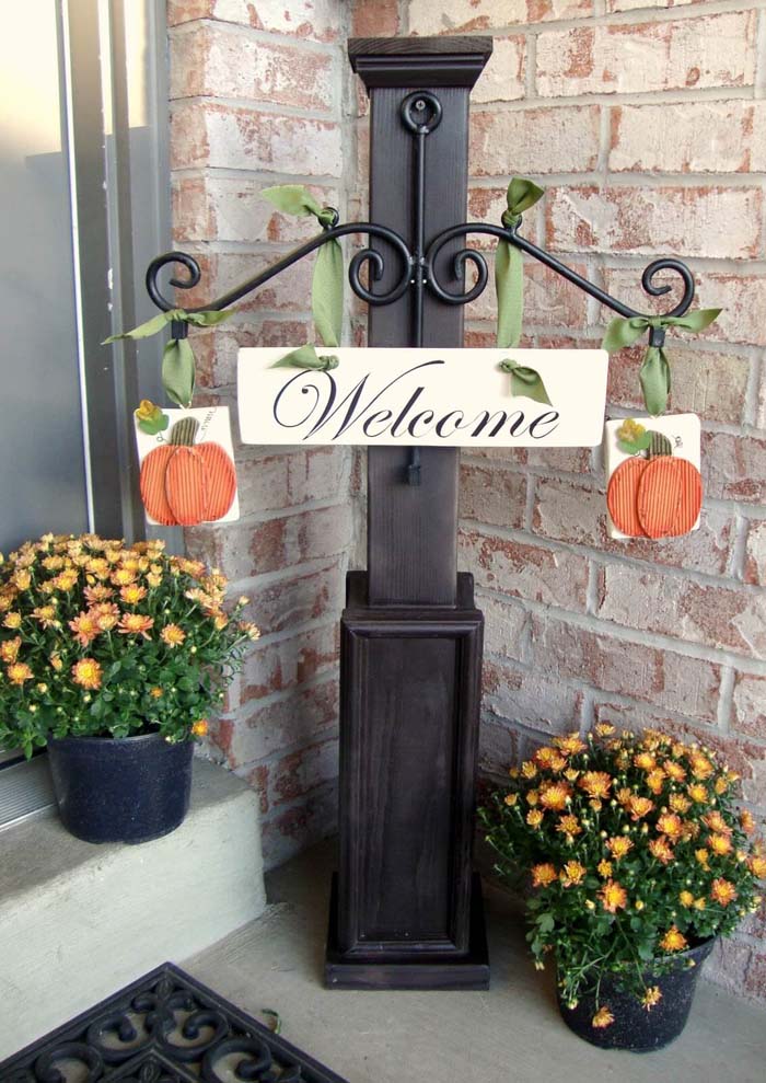 Autumn Welcome Sign Display #diy #porch #sign #decorhomeideas