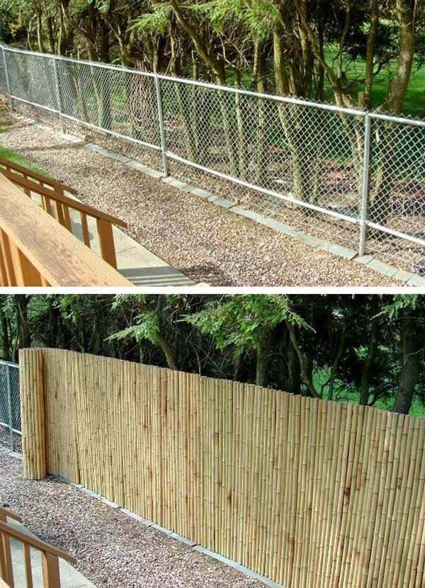 Bamboo Camouflage Cover for Chainlink Fence #diy #fence #backyard #decorhomeideas