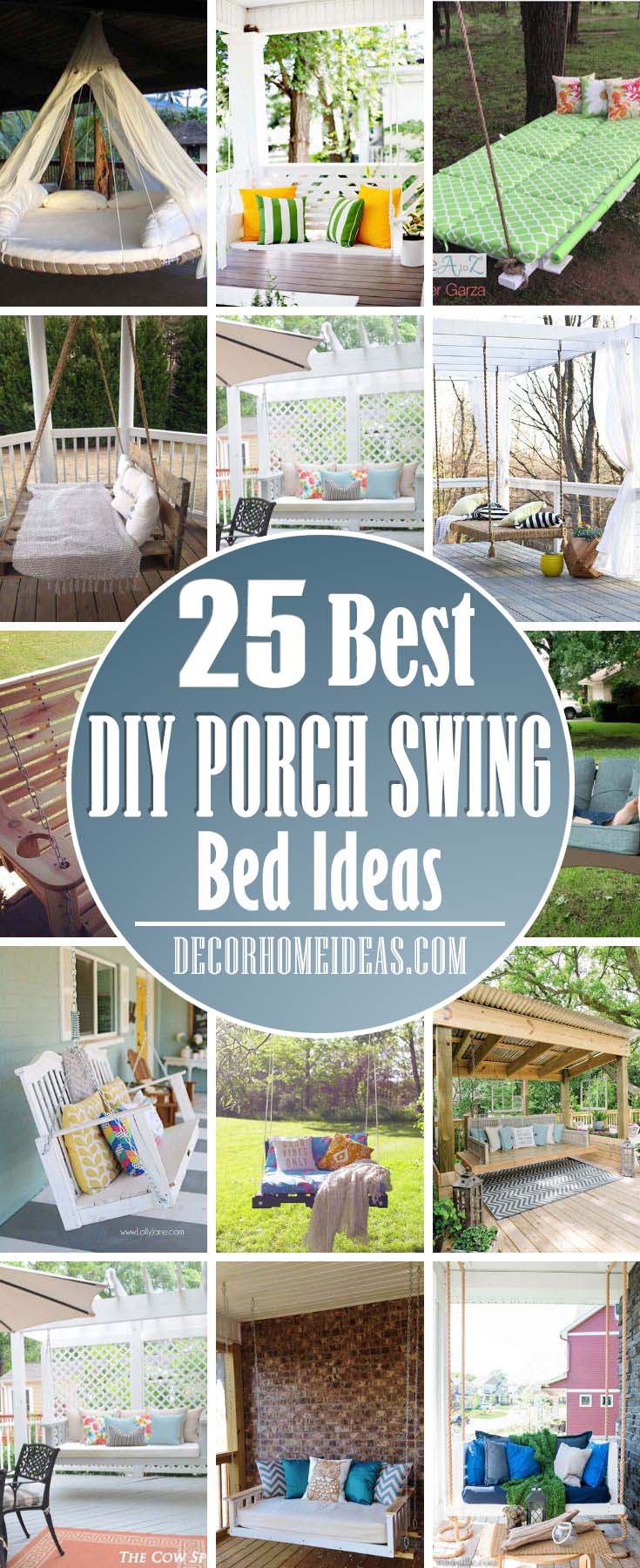 Best DIY Porch Swing Bed Ideas. These DIY porch swing bed ideas can help you to transform your outdoor space into a relaxing retreat where you can spend some more time. #porch #swing #bed #decorhomeideas