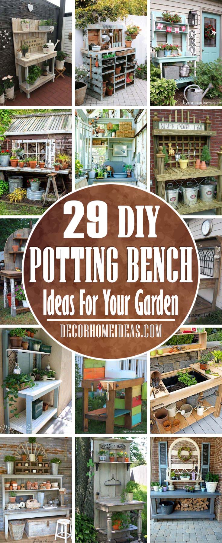 Best Potting Bench Ideas. There are number of advantages of having your own potting bench - no more tired arms, legs and back and potting activity will be much more organized. #pottingbench #garden #decorhomeideas