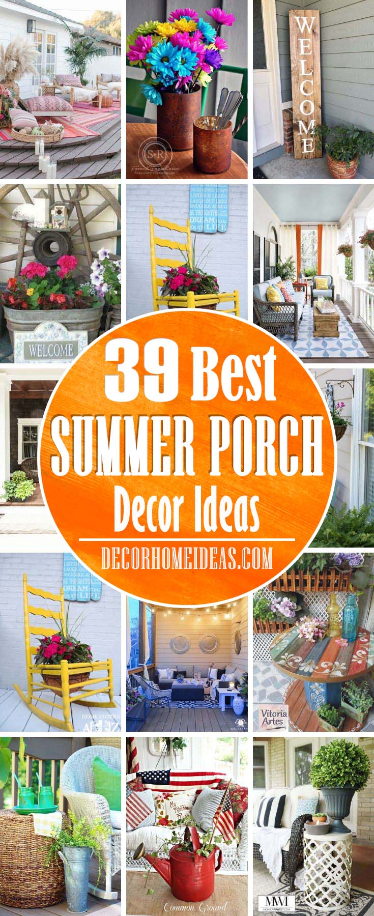 Best Summer Porch Decor Ideas. There is no better place to sit and relax as your front porch. These ideas can help you to make your porch an inviting and welcoming area! #porch #summer #decorhomeideas