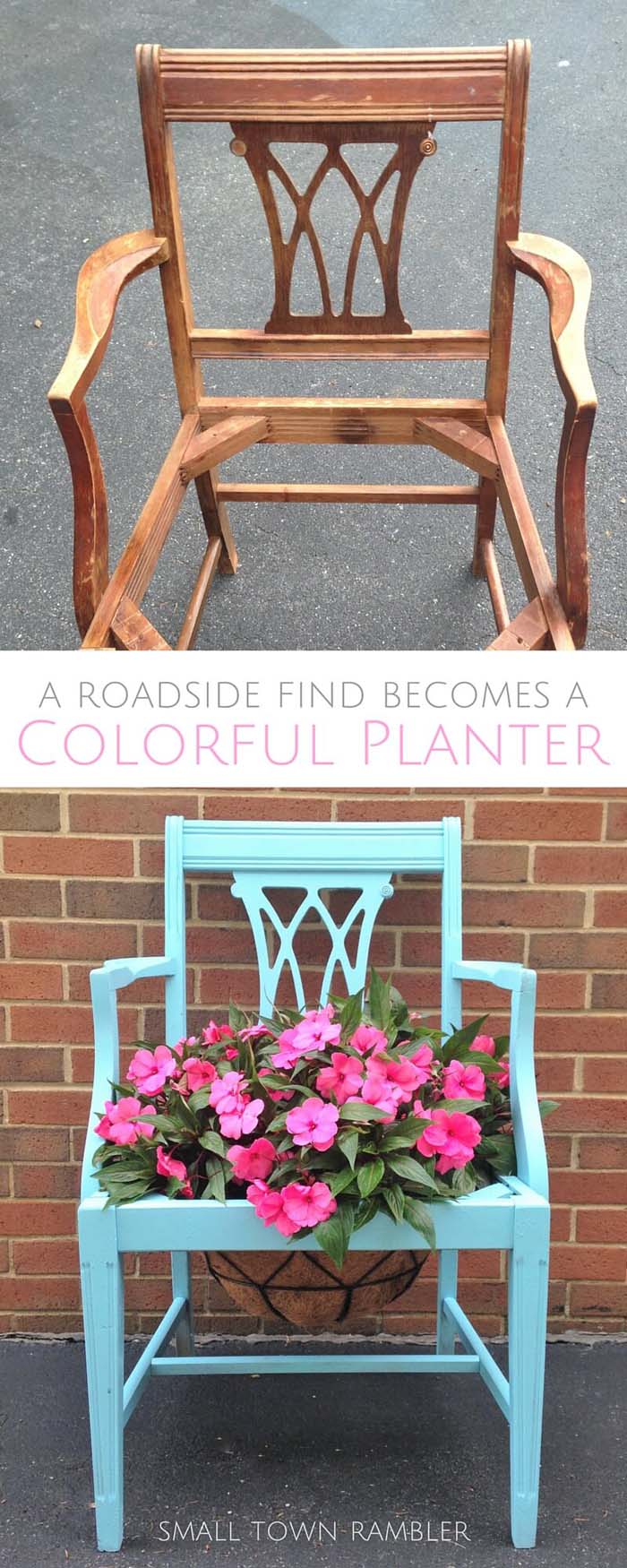 Brightly Painted Planter for Your Garden #chair #diy #repurposed #decorhomeideas