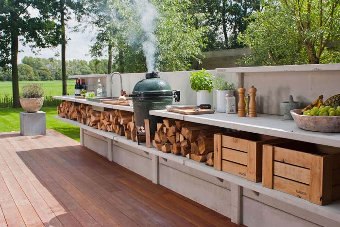 Built In Deck Countertop In Outdoor Kitchen #outdoorkitchen #garden #ktichen #decorhomeideas