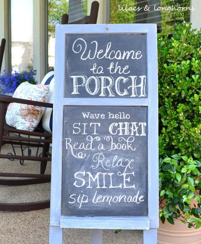 Chalkboard A-Frame Porch Sign #diy #porch #sign #decorhomeideas