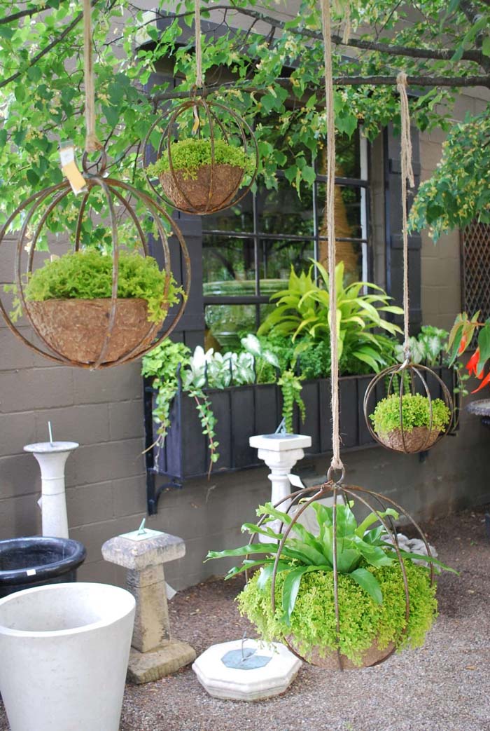 Chic Industrial Globe-Shaped Iron Hanging Planters #diy #planter #flower #hanging #garden #decorhomeideas