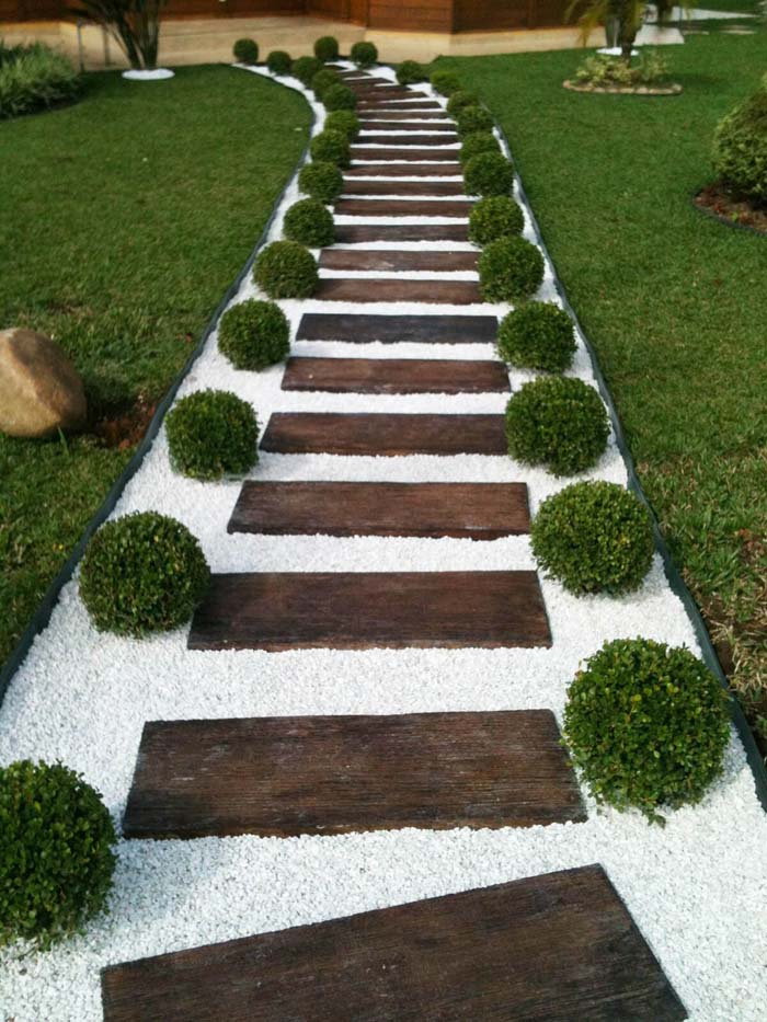 Clean Stone And Wood Ladder Effect #diy #pathway #walkway #garden #decorhomeideas