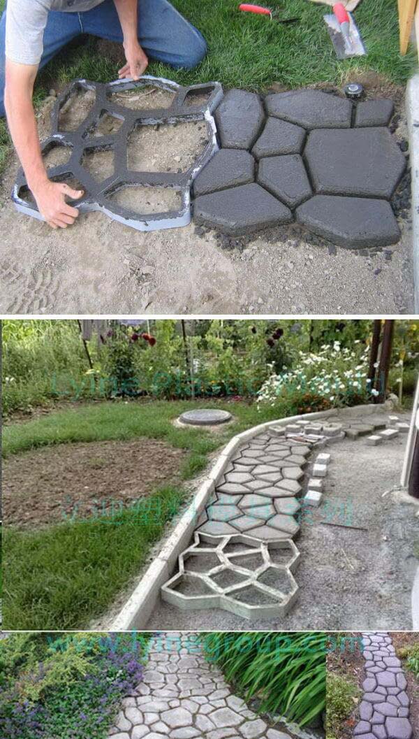 Cobble Stone Path #diy #concrete #backyard #decorhomeideas