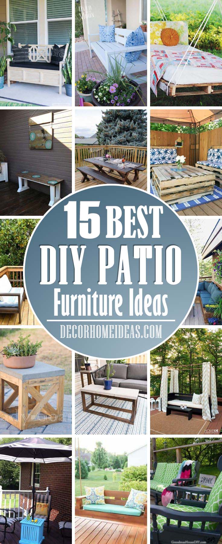 Creative DIY Patio Furniture Ideas. These budget-friendly DIY patio furniture ideas will drastically change the look of your outdoor area and won't cost you a fortune. #diy #patio #furniture #decorhomeideas