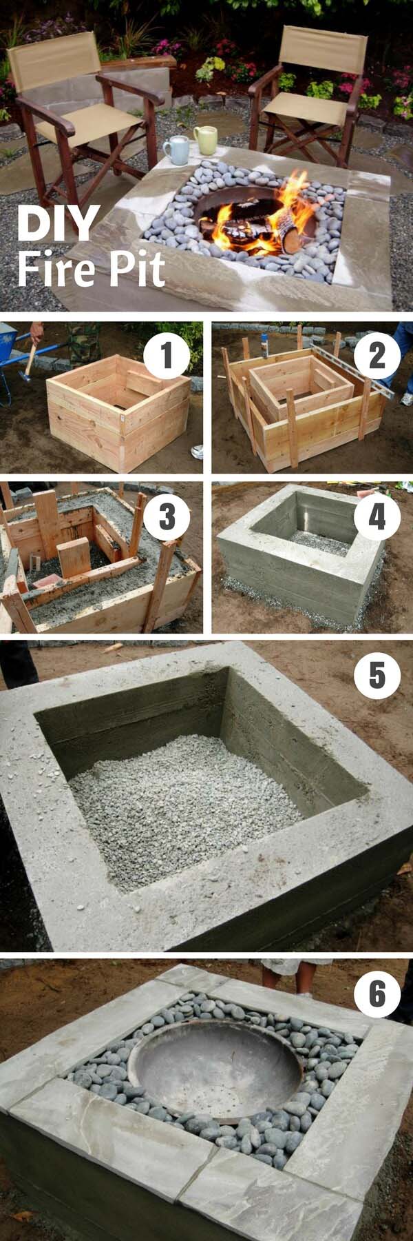 DIY Backyard Concrete Fire Pit #diy #concrete #backyard #decorhomeideas