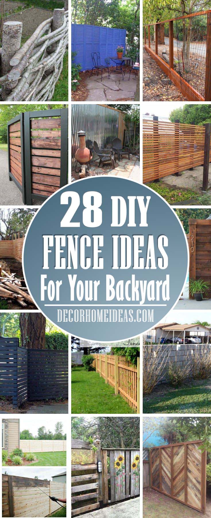 DIY Backyard Fence Ideas. Building a fence could be one of the fastest and most cost-effective ways to add more privacy and uniqueness to your backyard and garden. #diy #fence #backyard #decorhomeideas