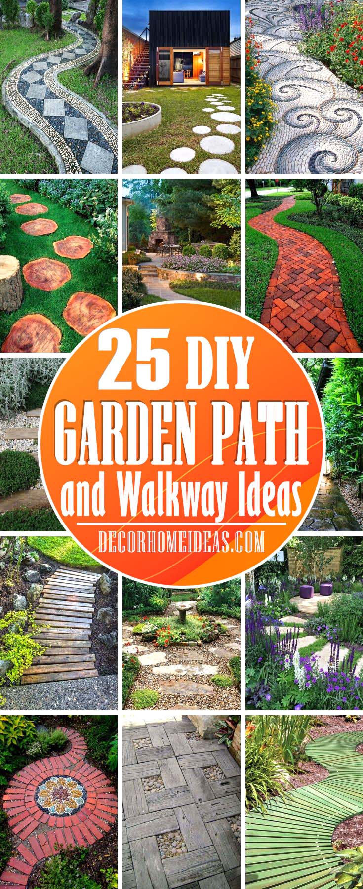 DIY Beautiful Garden Path Walkway Ideas. These are our favorite walkway ideas for your landscape: Budget-friendly paths you can build in a weekend without breaking your back. #diy #garden #path #walkway #decorhomeideas