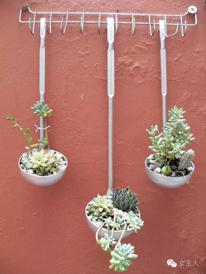 DIY Kitchen Utensil Wall Planter for Succulents #diy #planter #flower #hanging #garden #decorhomeideas