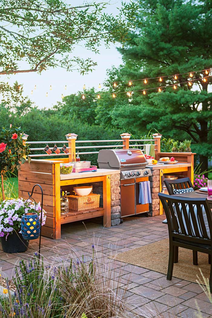 DIY Wood And Stone Outdoor Kitchen #outdoorkitchen #garden #ktichen #decorhomeideas