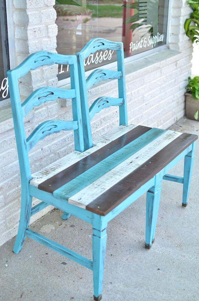 Double Chair Bench for a Porch #chair #diy #repurposed #decorhomeideas