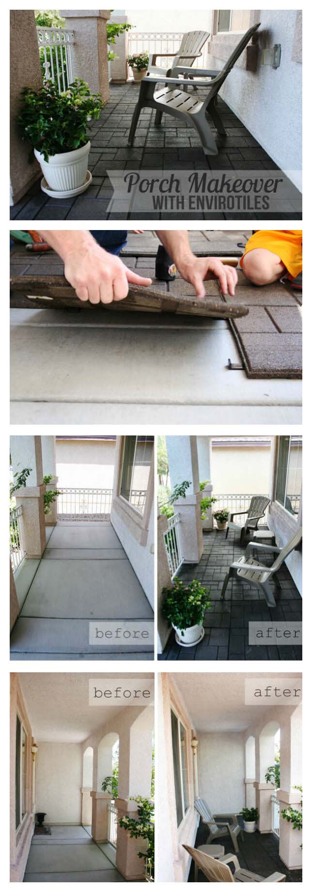 Easy Envirotile Porch Floor Transformation #diy #porch #makeover #decorhomeideas