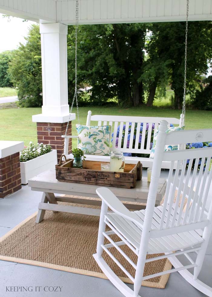 Flower Boxes and Country Furniture #diy #porch #makeover #decorhomeideas