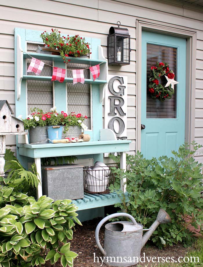 Garden Décor that Matches Your Door #diy #potting #bench #garden #decorhomeideas