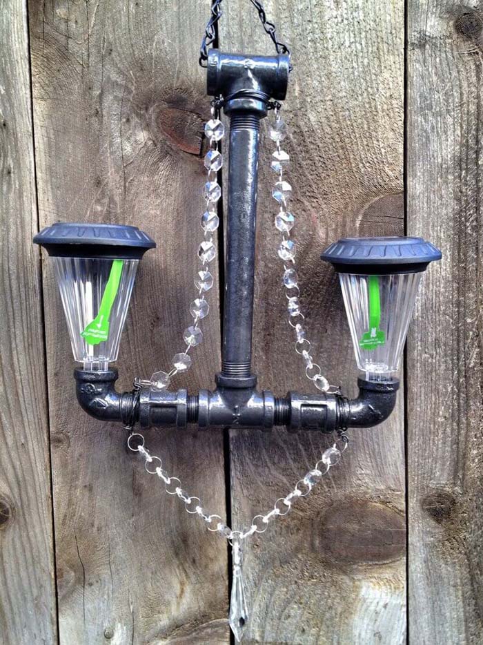 Hard Meets Soft Industrial Chandelier #diy #solar #lights #solarlight #garden #decorhomeideas