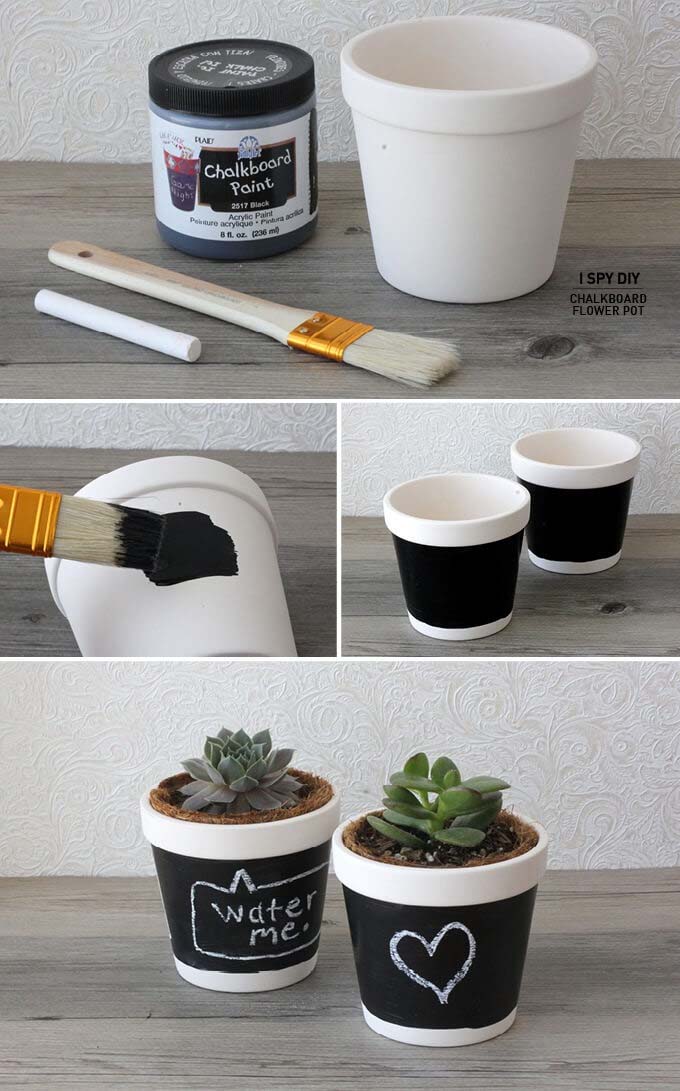 Help Your Succulents Talk with Chalkboard Paint #diy #flowerpot #garden #flower #decorhomeideas