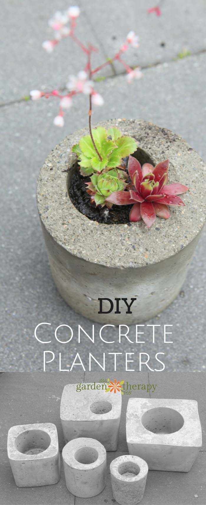 How to Make Concrete Planters #diy #concrete #backyard #decorhomeideas