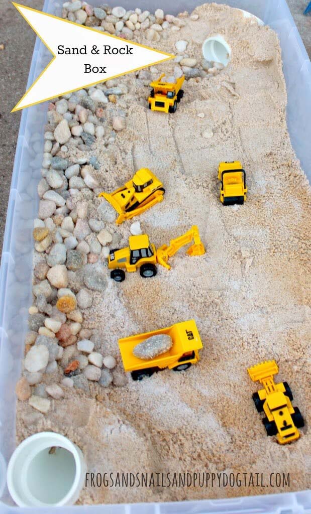 Mini Construction Yard Sensory Bin #diy #backyard #playarea #kids #decorhomeideas