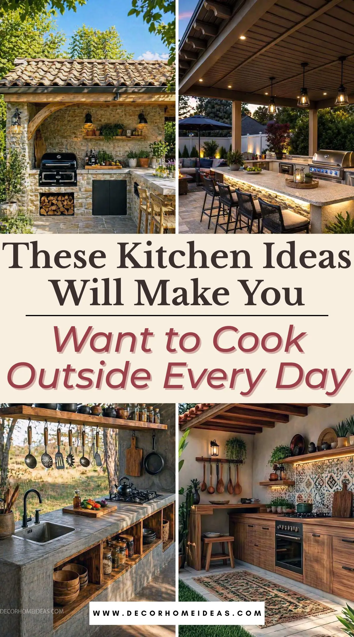 Discover stunning outdoor kitchen ideas that turn your backyard into the perfect outdoor cooking and entertaining space. From stylish BBQ islands and modern outdoor grills to cozy patio dining areas and pergola-covered kitchens, these backyard outdoor kitchen designs inspire the ultimate outdoor living upgrade.