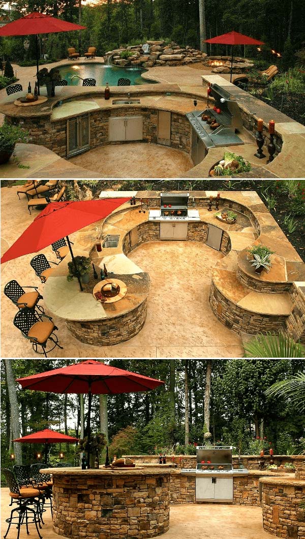 Outdoor Kitchen With Pool Bar #outdoorkitchen #garden #ktichen #decorhomeideas