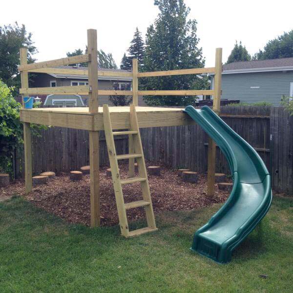 Outdoor Tree House With Slide #diy #backyard #playarea #kids #decorhomeideas