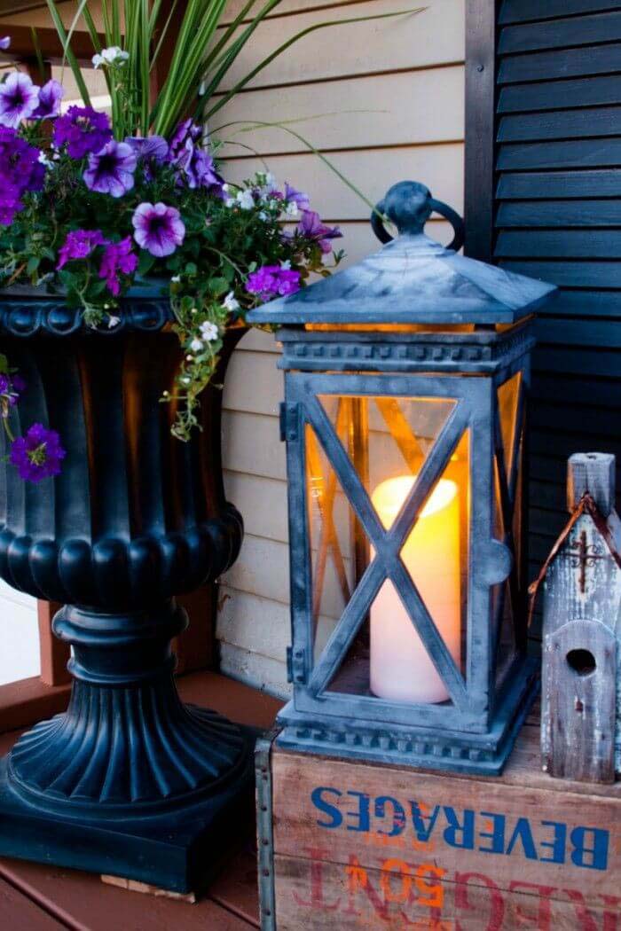 Oversized Rustic Porch Candle Lantern #porch #summer #decor #decorhomeideas