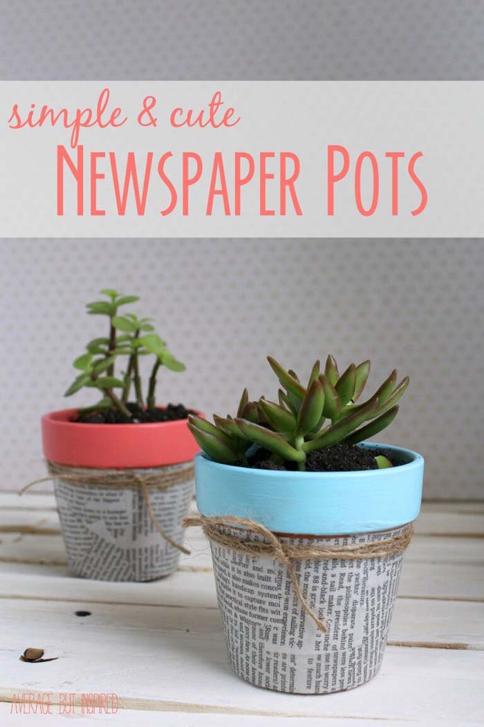 Pastel and Newsprint Succulent Pots #diy #flowerpot #garden #flower #decorhomeideas