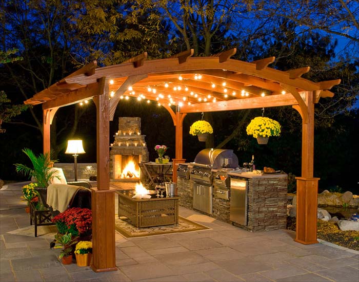 Patio Kitchen With Pergola #outdoorkitchen #garden #ktichen #decorhomeideas