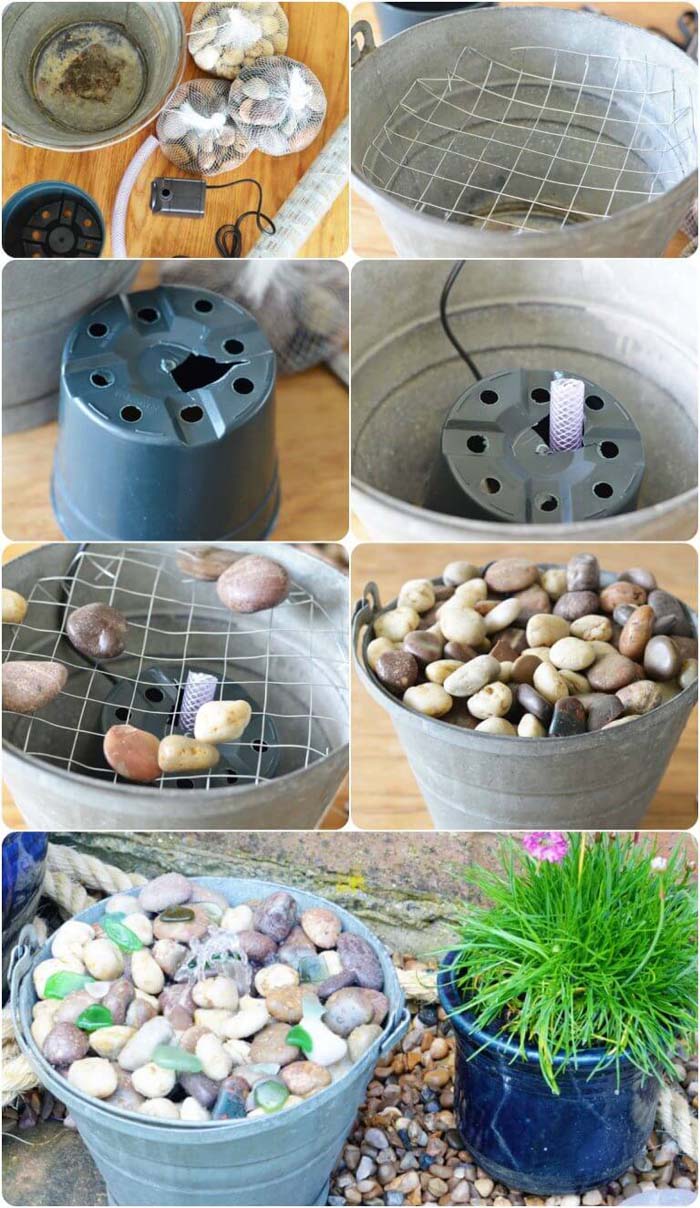 Pretty Little Pail Fountain #diy #waterfeature #backyard #garden #decorhomeideas