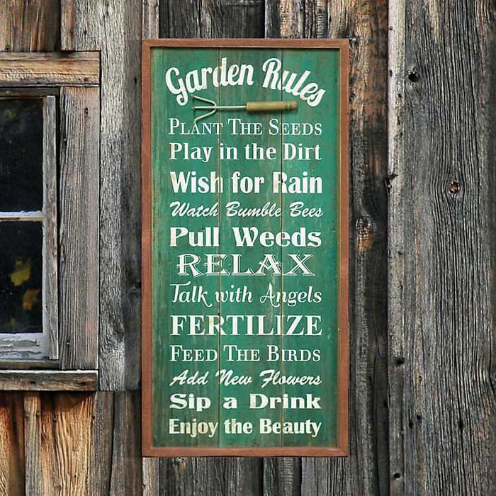 Quirky Garden Rules Sign #diy #garden #decor #countryside #decorhomeideas