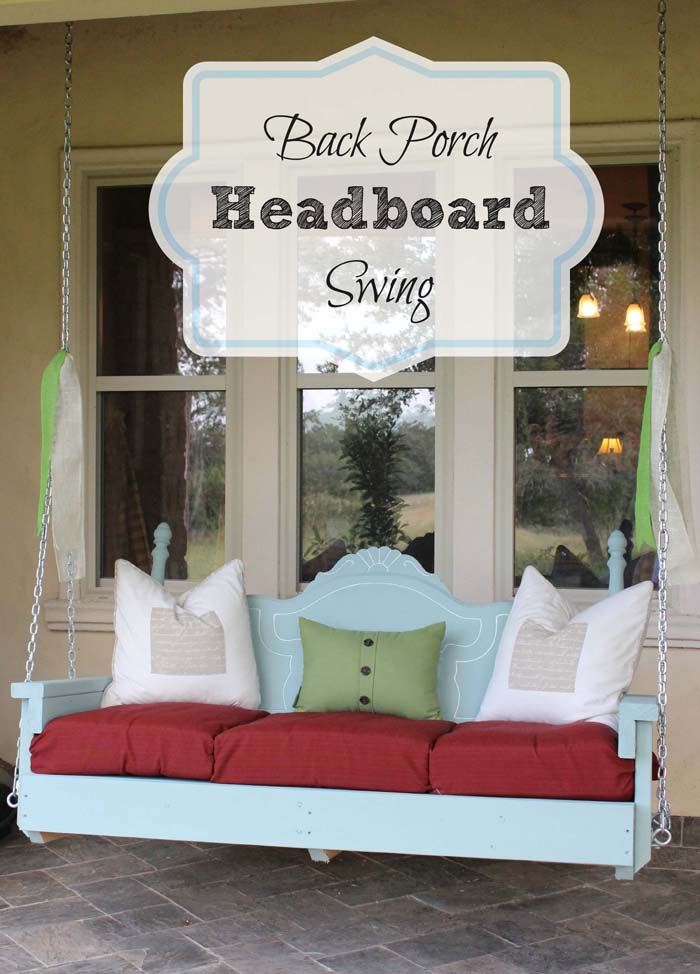 Repurposed Headboard Swing #porch #swing #bed #decorhomeideas
