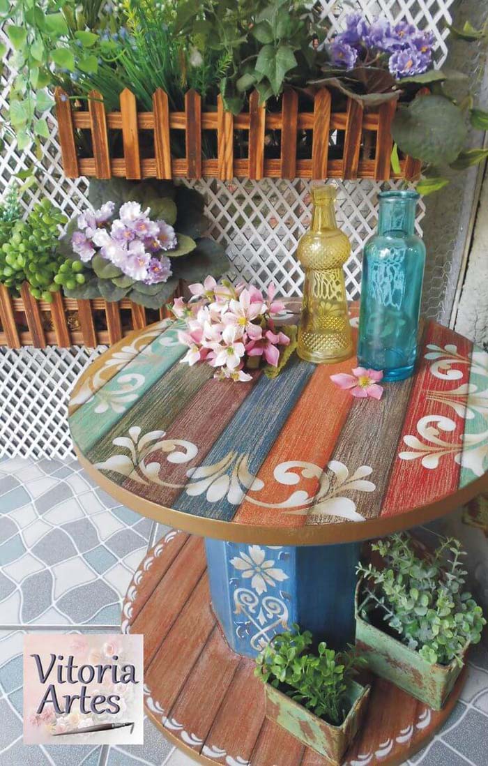 Repurposed Wooden Cable Spool Table #porch #summer #decor #decorhomeideas