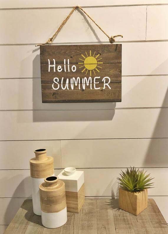 Reversible Welcome Summer Distressed Wooden Sign #farmhouse #summer #decor #decorhomeideas