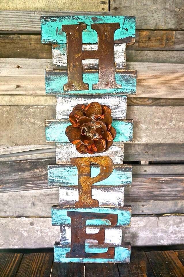 Rustic Turquoise Sign with Metal Letters #diy #porch #sign #decorhomeideas