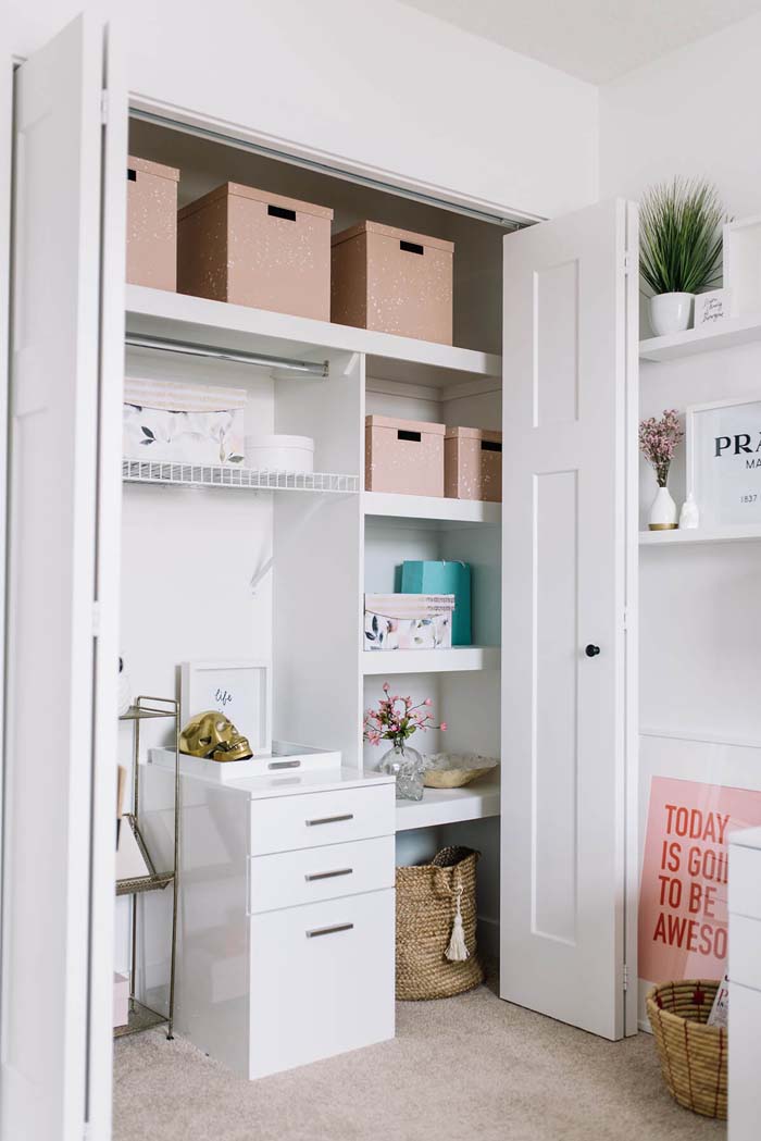 Secret Home Office Closet Makeover #homeoffice #organization #decorhomeideas