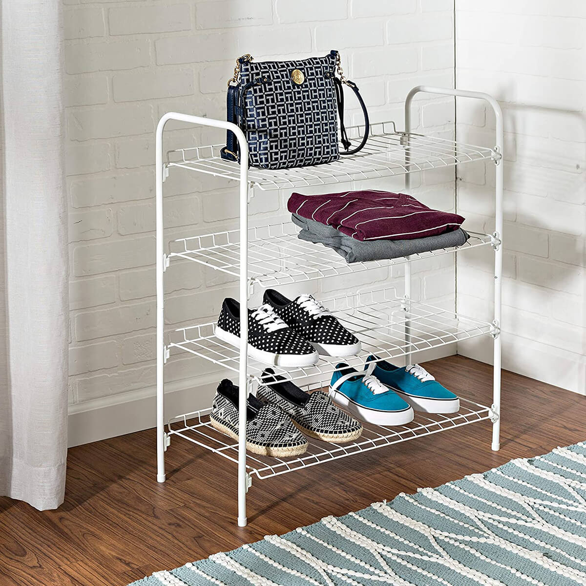 Simple Metal Wire Shoe Rack #shoeorganizer #storage #shoe #organizer #decorhomeideas