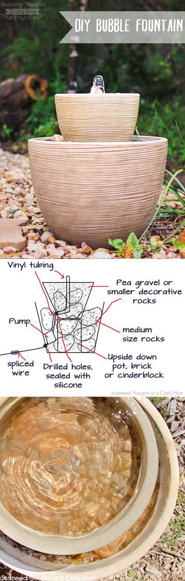 Simple Potted Bubble Fountain #diy #waterfeature #backyard #garden #decorhomeideas