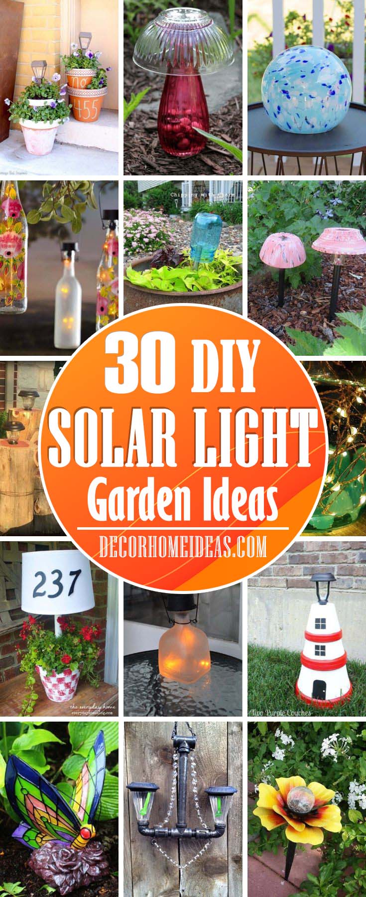 Solar Light Garden Ideas. Add more light to your garden or backyard with these creative DIY solar light ideas that are easy and cheap to do. #diy #solar #light #solarlight #garden #decorhomeideas