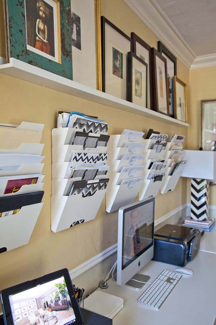 Space Saving Wall Mounted Filing System #homeoffice #organization #decorhomeideas