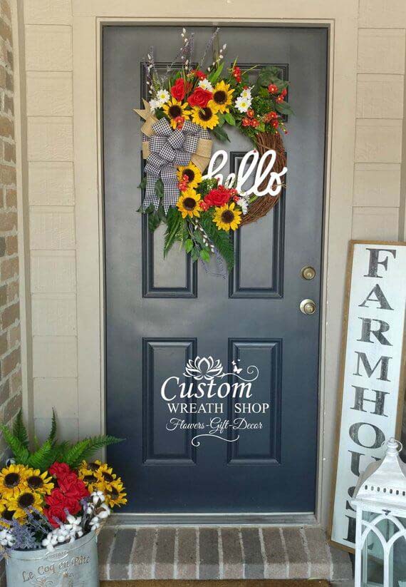 Stunning Grapevine Wreath with Colorful Flowers #farmhouse #summer #decor #decorhomeideas