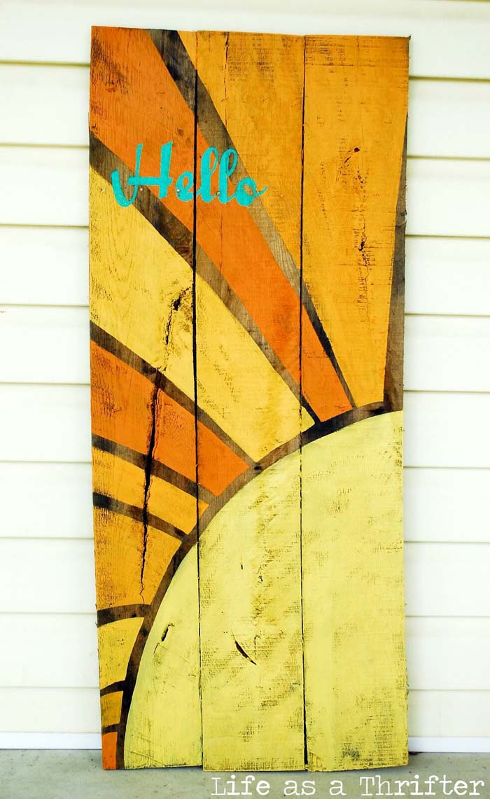 Sunburst Wooden Welcome Sign #diy #porch #sign #decorhomeideas