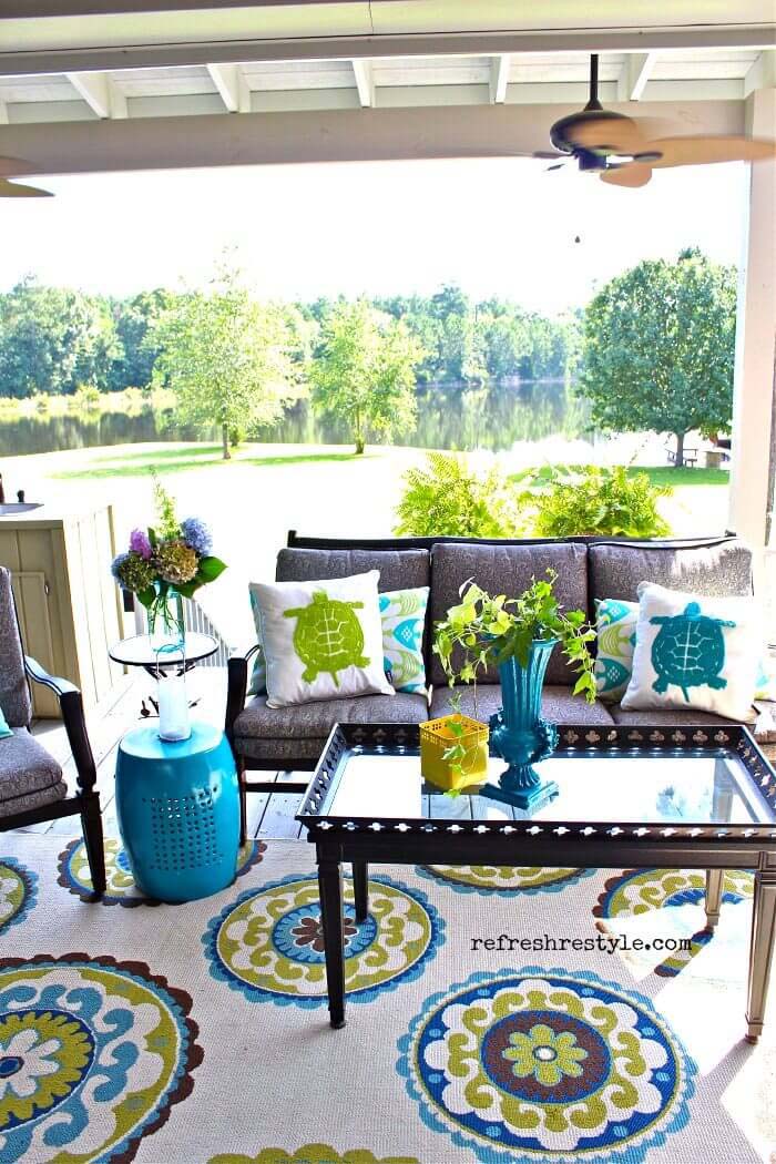 Turquoise and Green Modern Porch Design #porch #summer #decor #decorhomeideas