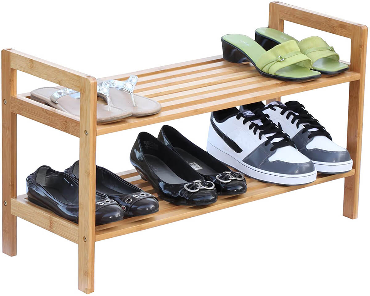 Two-Tier Bamboo Shoe Rack #shoeorganizer #storage #shoe #organizer #decorhomeideas