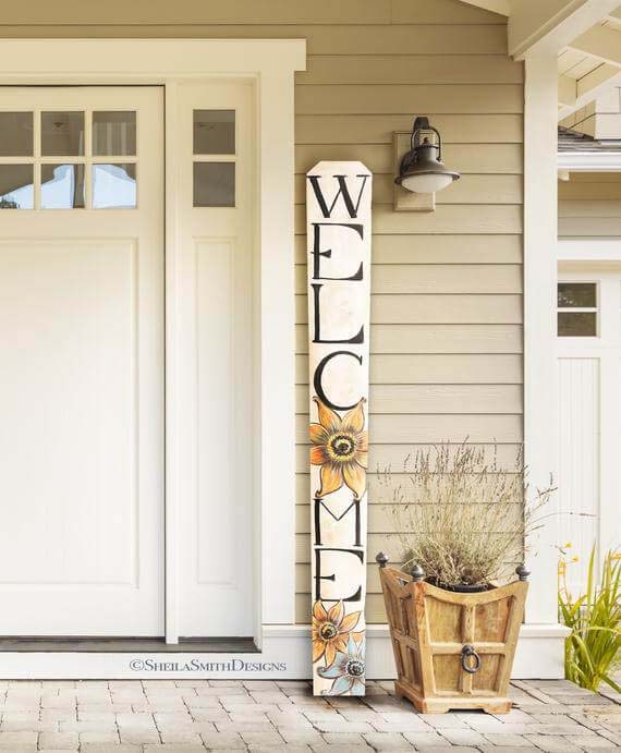 Vertical and Unique Painted Wooden Sign #farmhouse #summer #decor #decorhomeideas