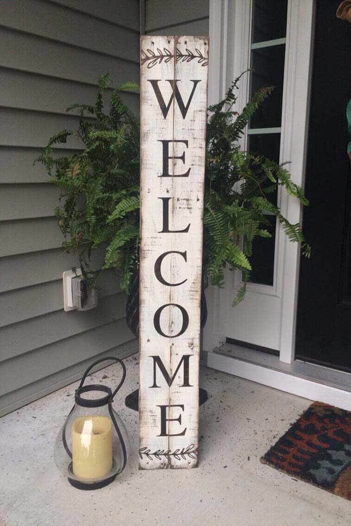 Wooden Entryway Welcome Sign #diy #porch #sign #decorhomeideas